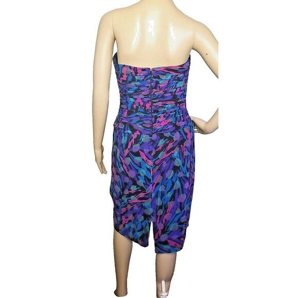 Vintage A J Bari Vibrant Knee Length Strapless Dress with Scarf Size 10      T44 - Picture 6 of 12